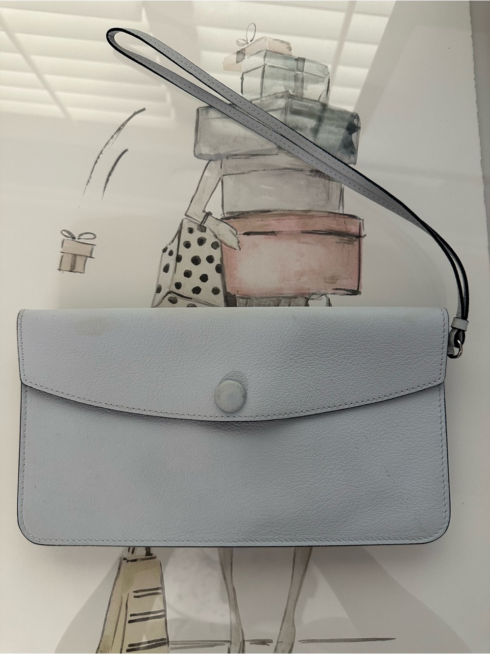 Christian Dior Leather Pouch Wristlet Bag Insert Blue Made In Italy Auth